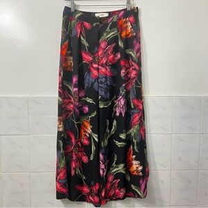 Women’s M Wide Leg Pleated Pants Dark Floral Fairy Grunge Boho Whimsigoth Office